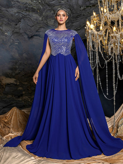 Additional view of Beaded Chiffon Sequin Wedding Guest Dress
