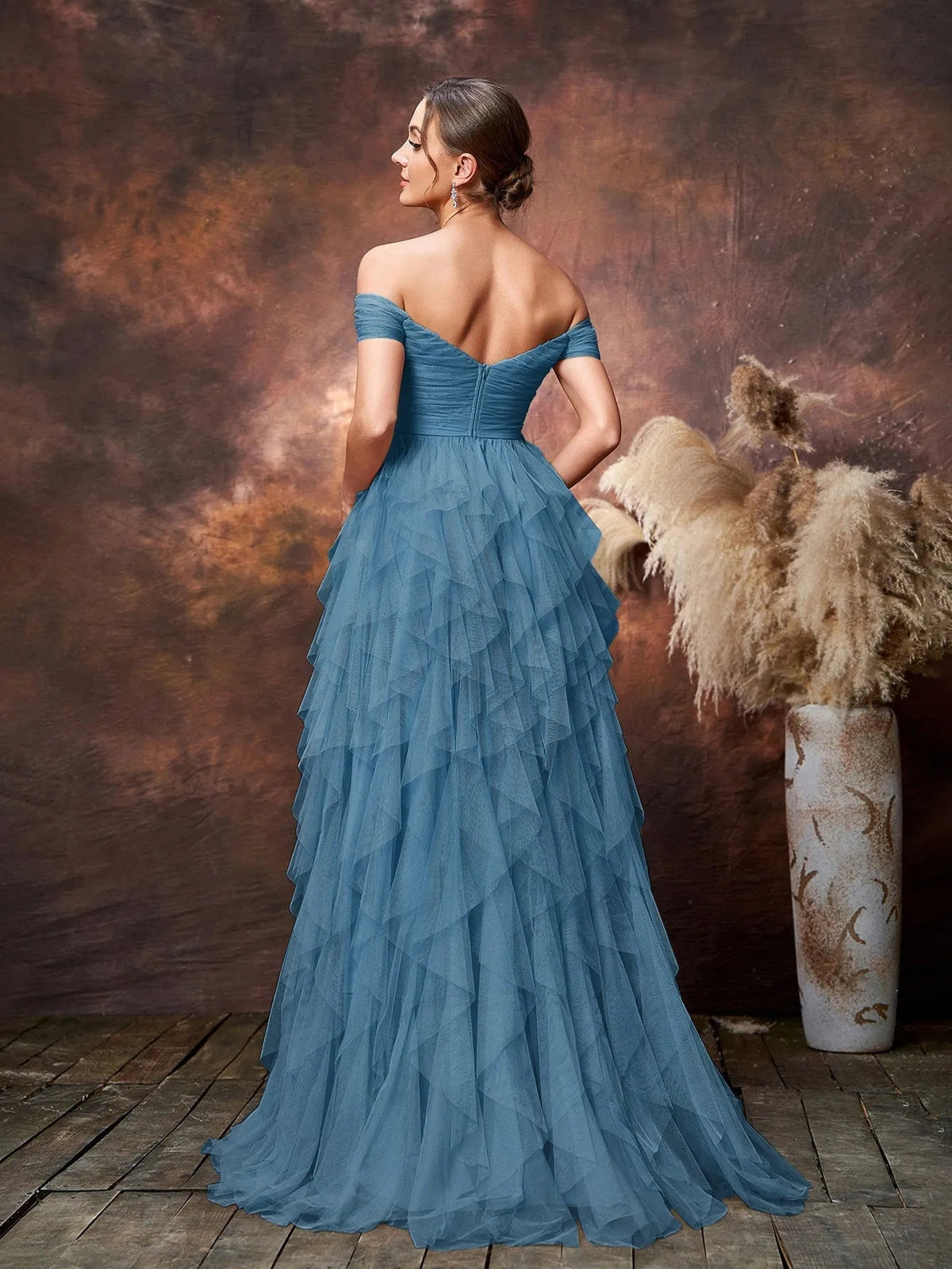 Maternity Off-Shoulder Tulle Short-Sleeve A-Line Evening Gown — authorized product image 14