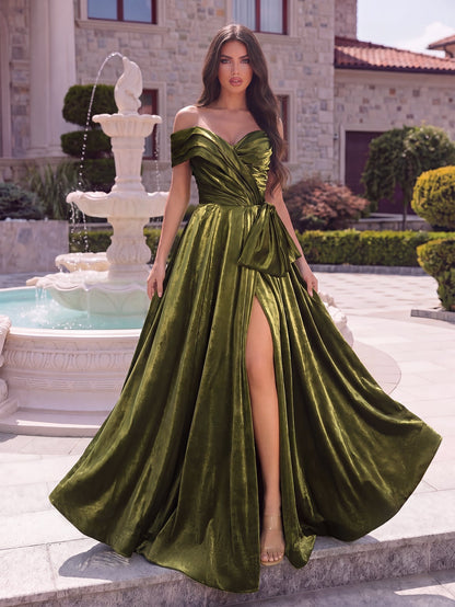 Off-Shoulder Lace A-Line Evening Gown — authorized product image 1