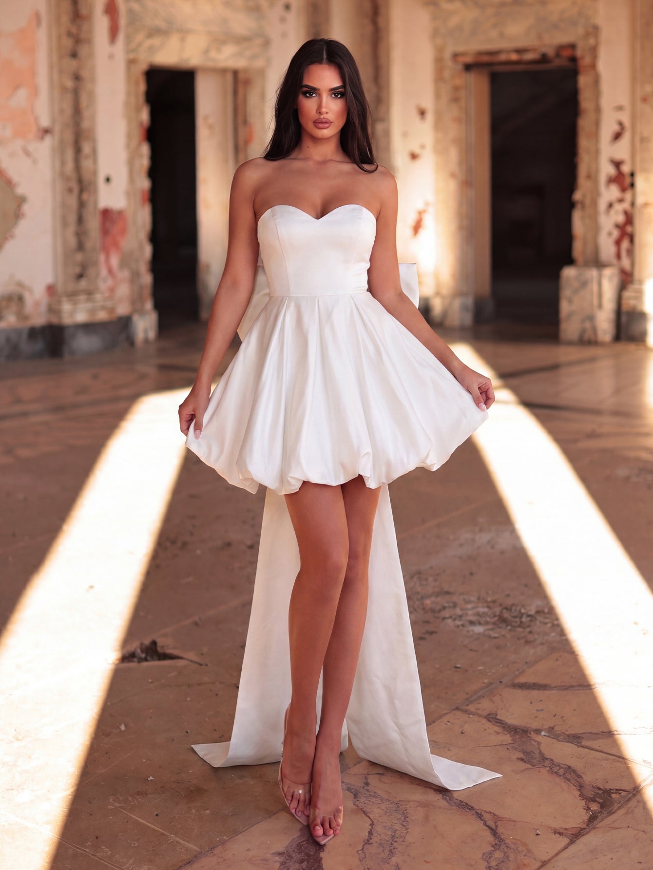 Strapless Satin Sleeveless A-Line Wedding Gown — authorized product image 4
