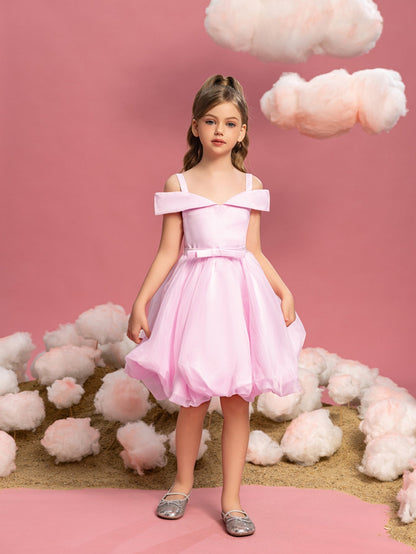 Tween Girls' Off-Shoulder Satin Sleeveless A-Line Formal Dress — authorized product image 4