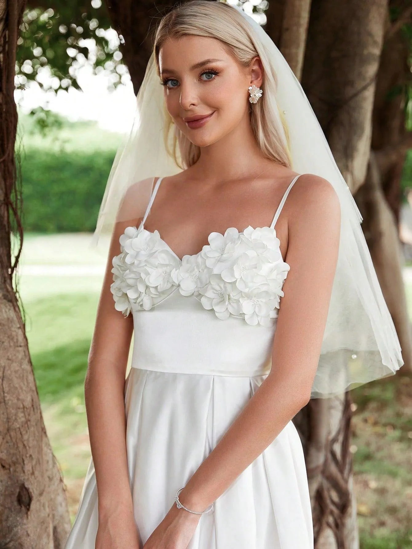 Spaghetti Strap Satin Sleeveless A-Line Wedding Gown — authorized product image 5