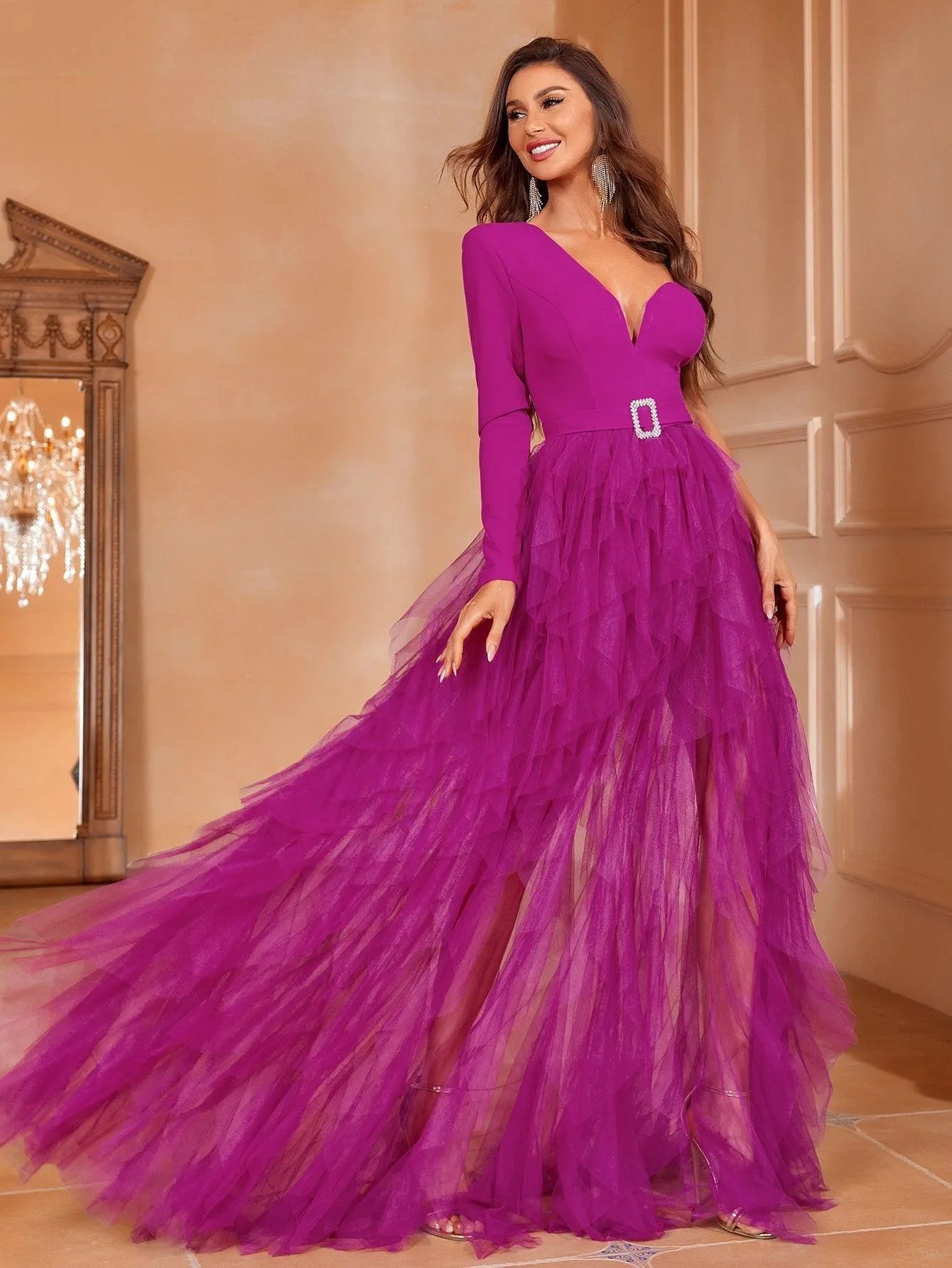 Sophisticated Elegance Asymmetrical Tulle Dress