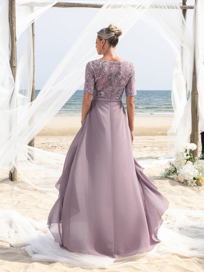 Additional view of Lace Chiffon Floral A-Line Mother of the Bride Dress