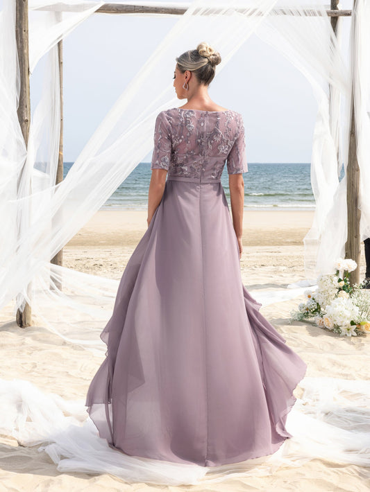 Additional view of Lace Chiffon Floral A-Line Mother of the Bride Dress
