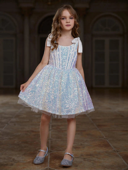 Additional product view of Cami Strap Sequin A-Line Sleeveless Midi Tween Girls' Party Dress