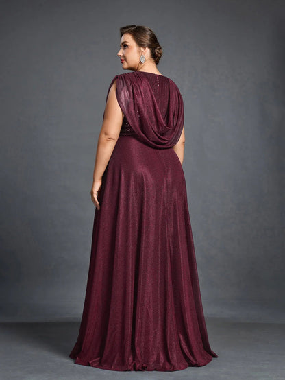 Plus Women's Cowl Neck Sleeveless A-Line Formal Dress – view 8