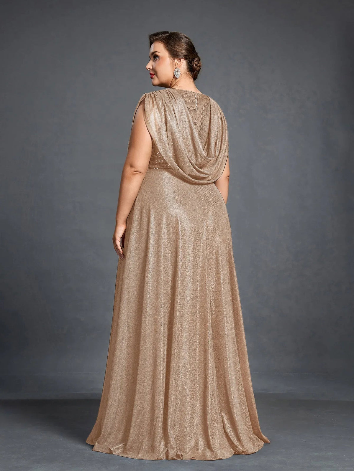Plus Women's Cowl Neck Sleeveless A-Line Formal Dress – view 14