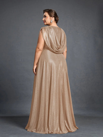 Plus Women's Cowl Neck Sleeveless A-Line Formal Dress – view 14