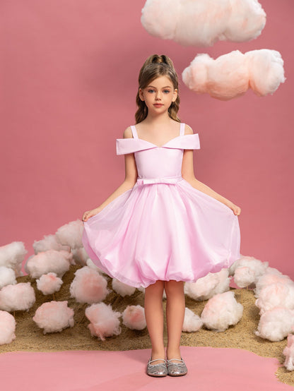 Tween Girls' Off-Shoulder Satin Sleeveless A-Line Formal Dress — authorized product image 5