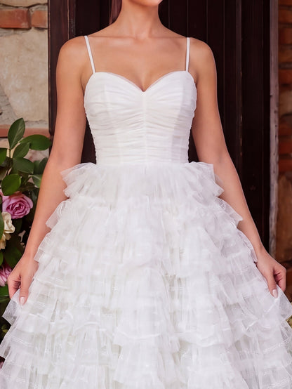 Spaghetti Strap Lace Sleeveless A-Line Wedding Gown — authorized product image 4