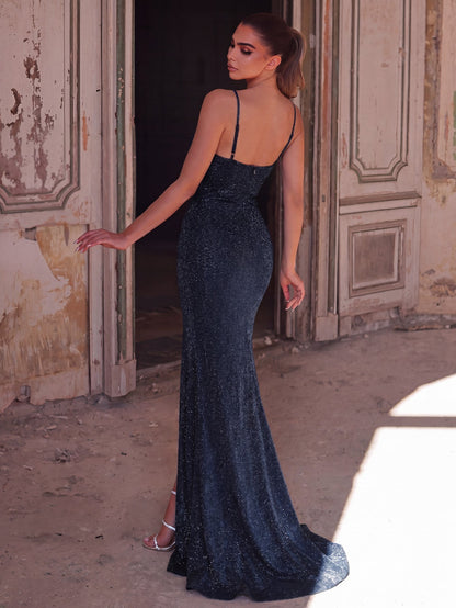 Additional product view of Spaghetti Strap Backless Mermaid Sleeveless Maxi Evening Gown