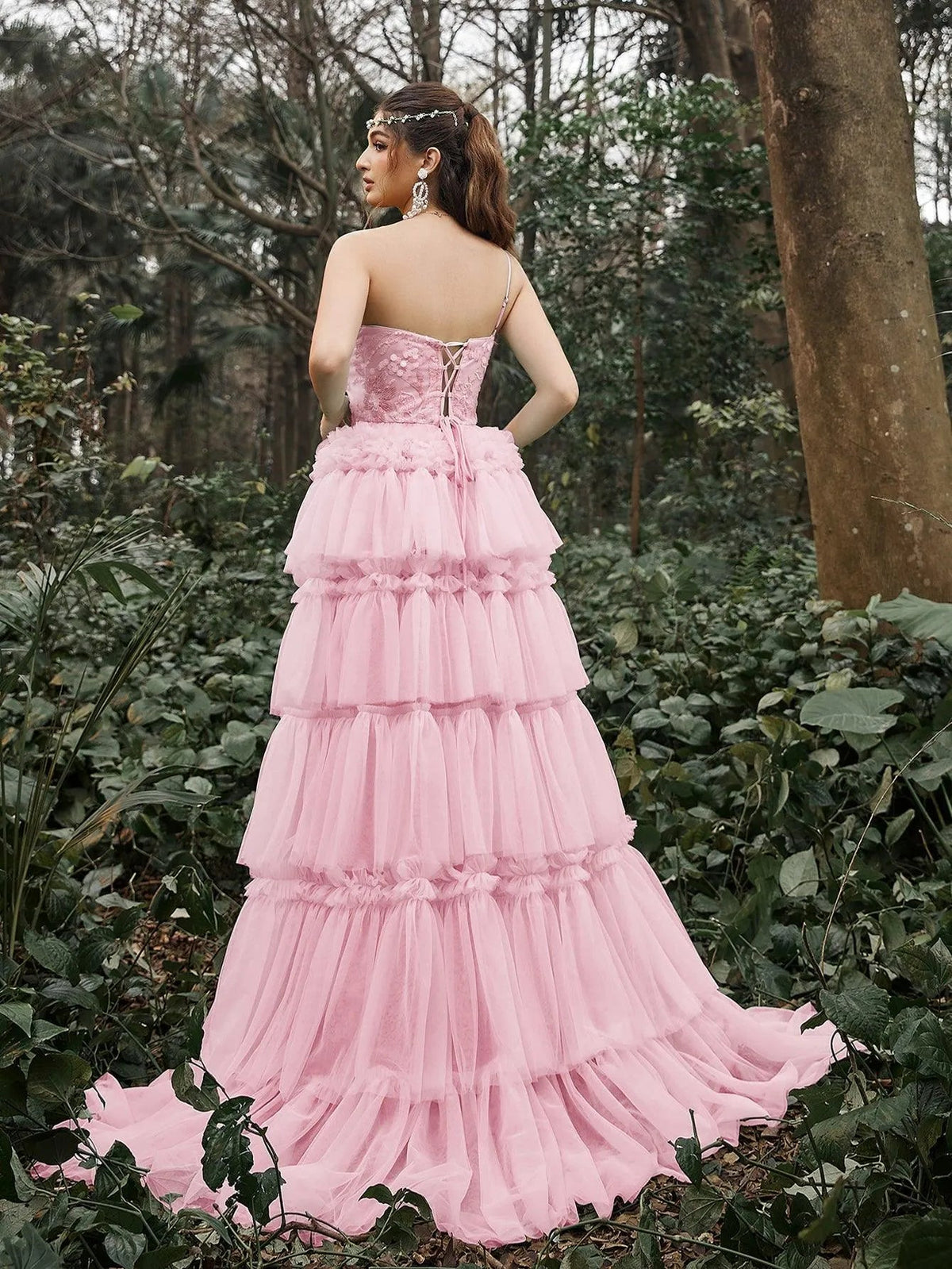 One-Shoulder Sequin Tulle Sleeveless A-Line Evening Gown — authorized product image 8