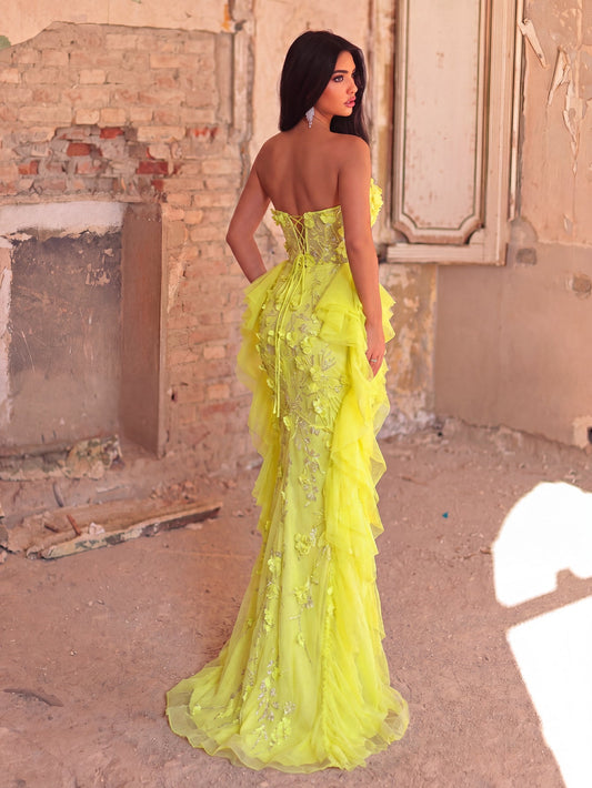 Strapless Beaded Appliqué Sleeveless Mermaid Evening Gown — authorized product image 2