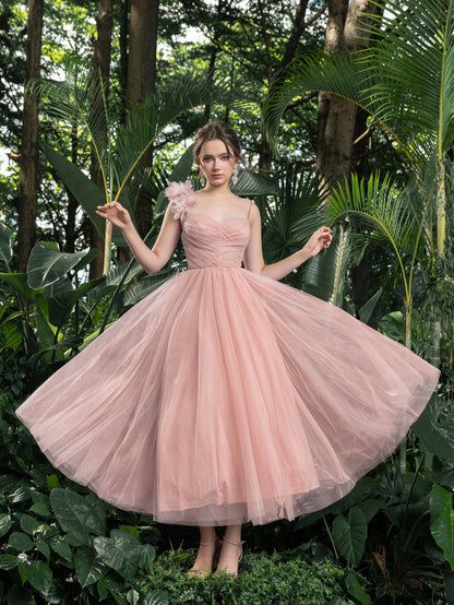Additional product view of Tulle A-Line Sleeveless Midi Formal Dress