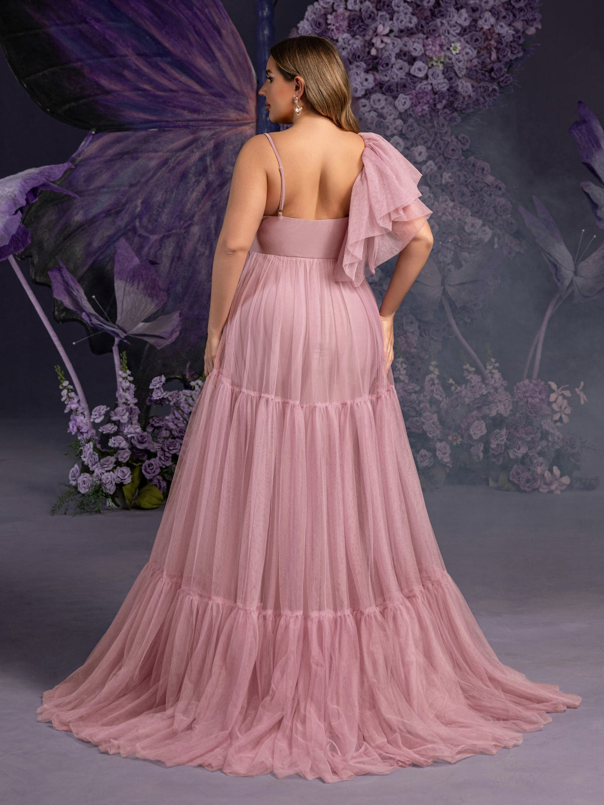 Plus-Size Maternity Spaghetti Strap Tulle Sleeveless A-Line Evening Gown — authorized product image 2