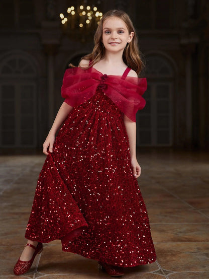 Tween Girls' Spaghetti Strap Sequin Sleeveless A-Line Formal Gown — authorized product image 3