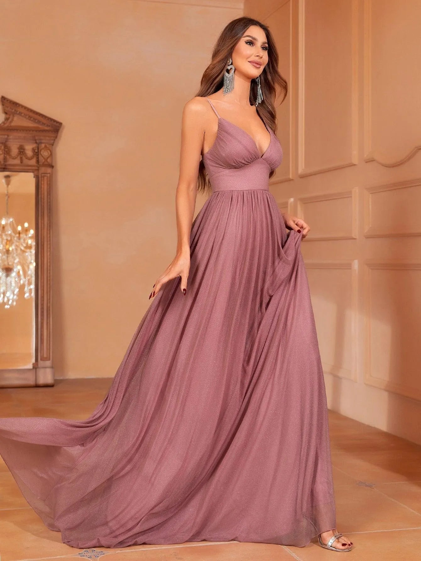 Additional product view of Cami Strap Chiffon Backless A-Line Sleeveless Evening Gown
