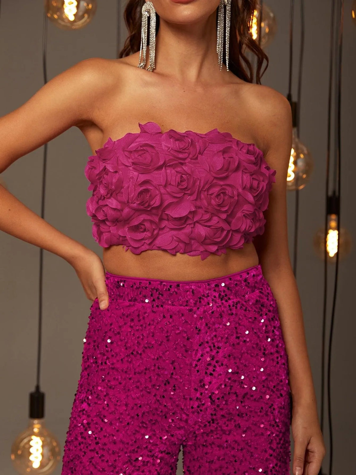 Additional product view of Strapless Sequin Sleeveless Women's Two-Piece Formal Set