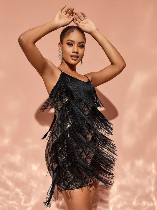 Spaghetti Strap Sequin Sleeveless Bodycon Evening Gown — authorized product image 1
