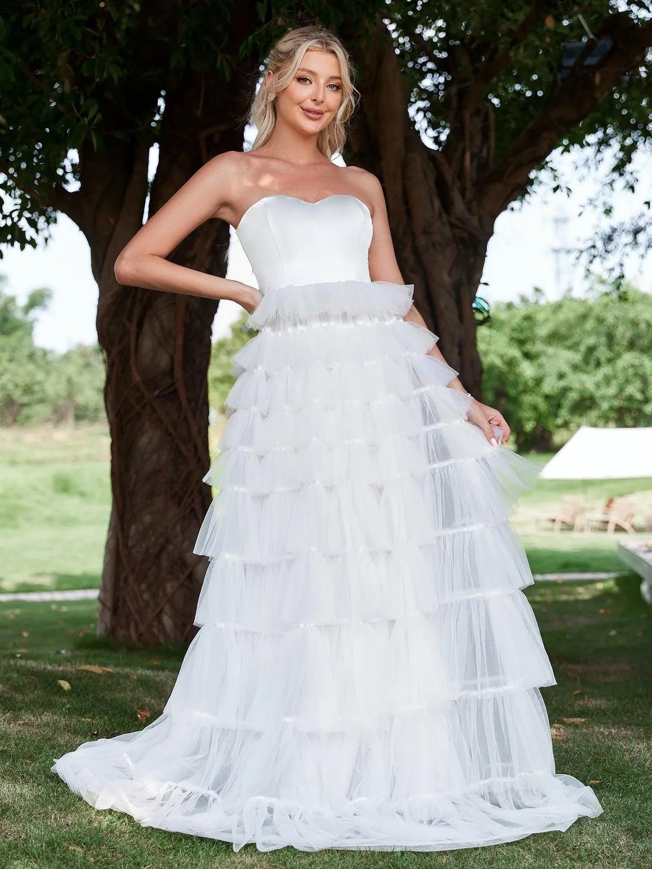 Sweetheart Satin Sleeveless A-Line Wedding Gown — authorized product image 1