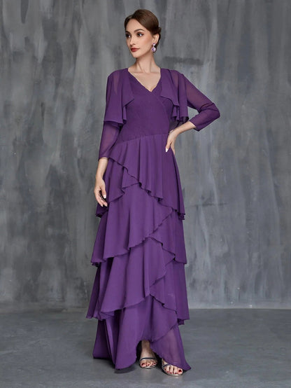 Women's Layered Hem Dress & Chiffon Cardigan – view 3