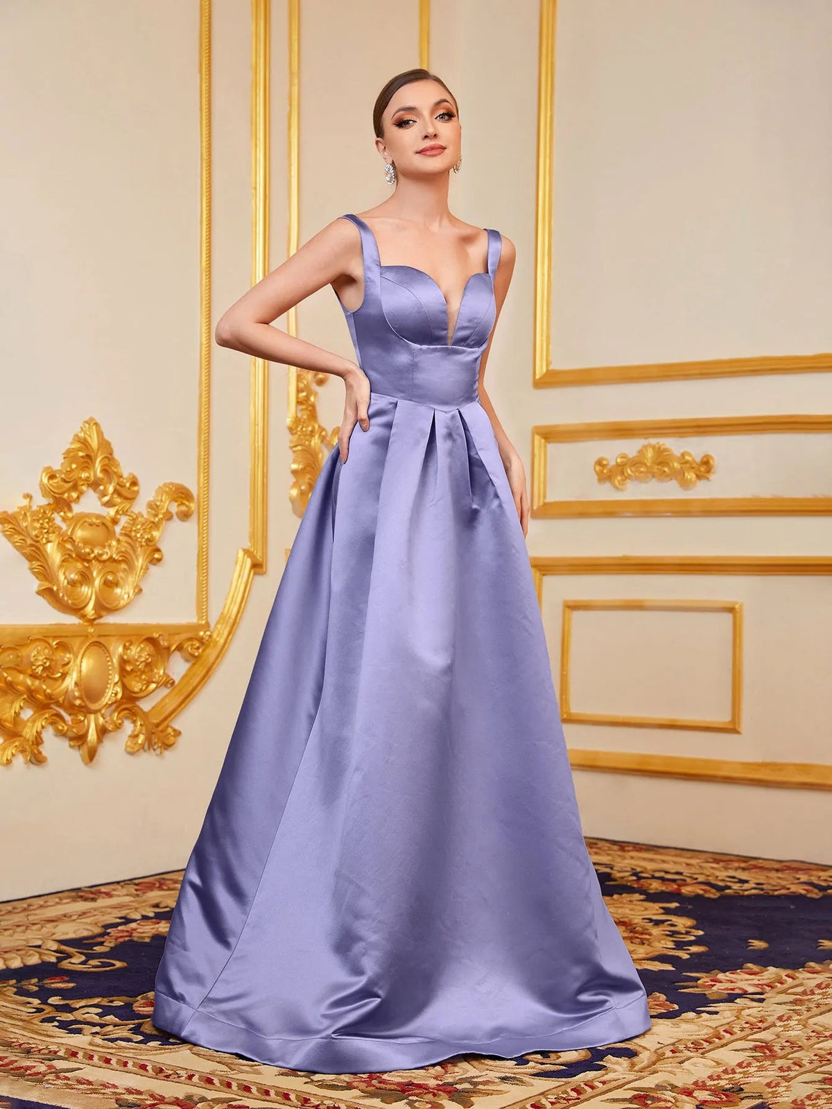 Sweetheart Satin Backless Sleeveless A-Line Evening Gown — authorized product image 1