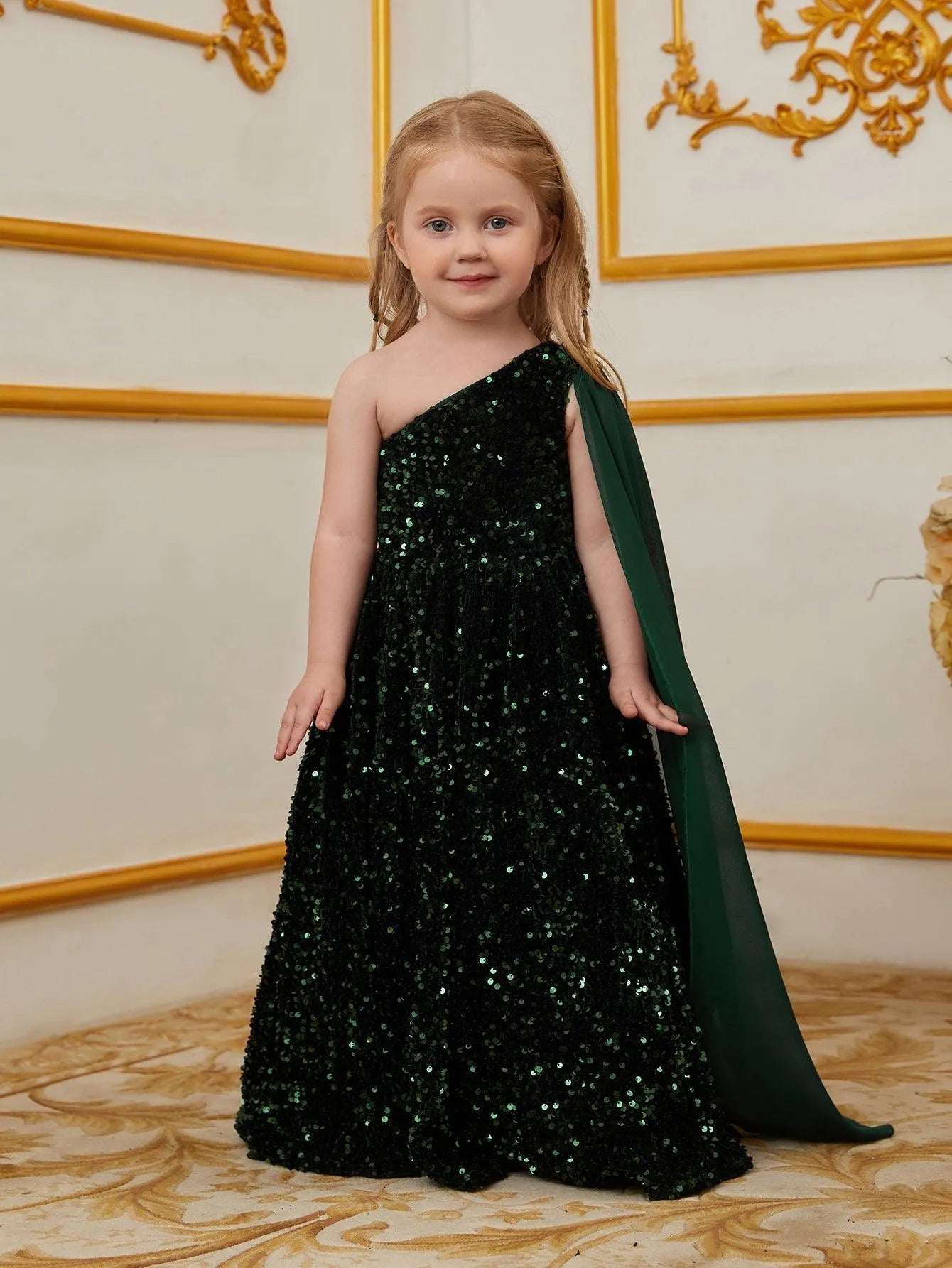 Girls One-Shoulder Sequin A-Line Dress - product image 7