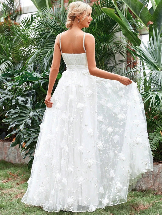 Sweetheart Tulle Appliqué Sleeveless A-Line Wedding Gown — authorized product image 2
