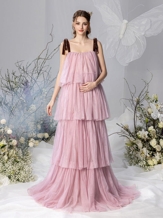 Maternity Halter Tulle Sleeveless A-Line Evening Gown — authorized product image 1