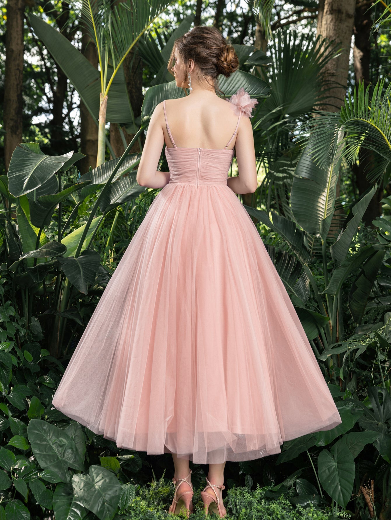 Additional product view of Tulle A-Line Sleeveless Midi Formal Dress