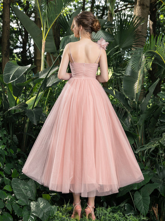 Additional product view of Tulle A-Line Sleeveless Midi Formal Dress
