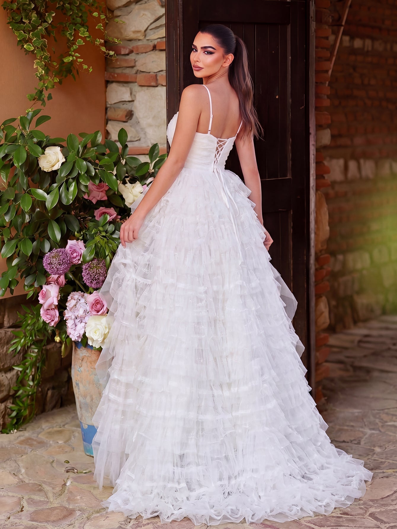 Spaghetti Strap Lace Sleeveless A-Line Wedding Gown — authorized product image 2