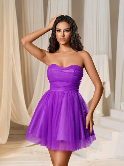 Additional product view of Strapless Mesh Sleeveless Mini Party Dress