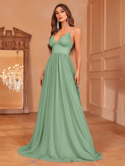 Additional product view of Cami Strap Chiffon Backless A-Line Sleeveless Evening Gown