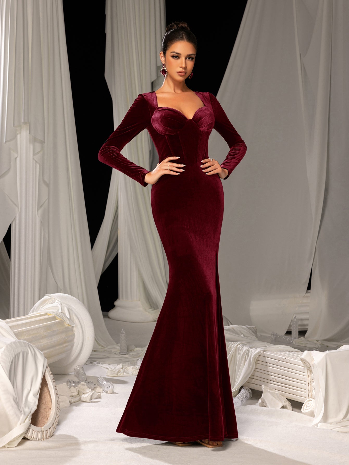 Elegant Velvet Evening Gown – authorized supplier view 23