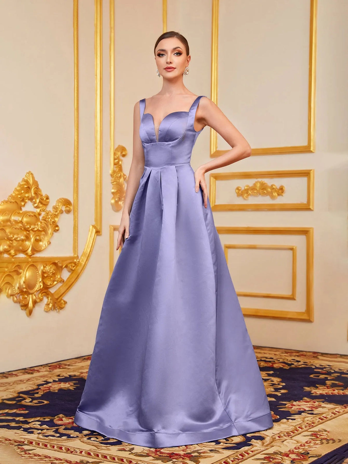 Sweetheart Satin Backless Sleeveless A-Line Evening Gown — authorized product image 5
