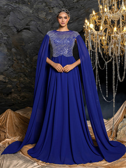 Additional view of Beaded Chiffon Sequin Wedding Guest Dress