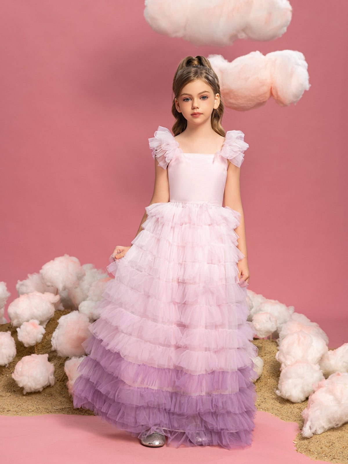 Tween Girls' Square Neck Ruffle Sleeveless A-Line Formal Gown — authorized product image 4