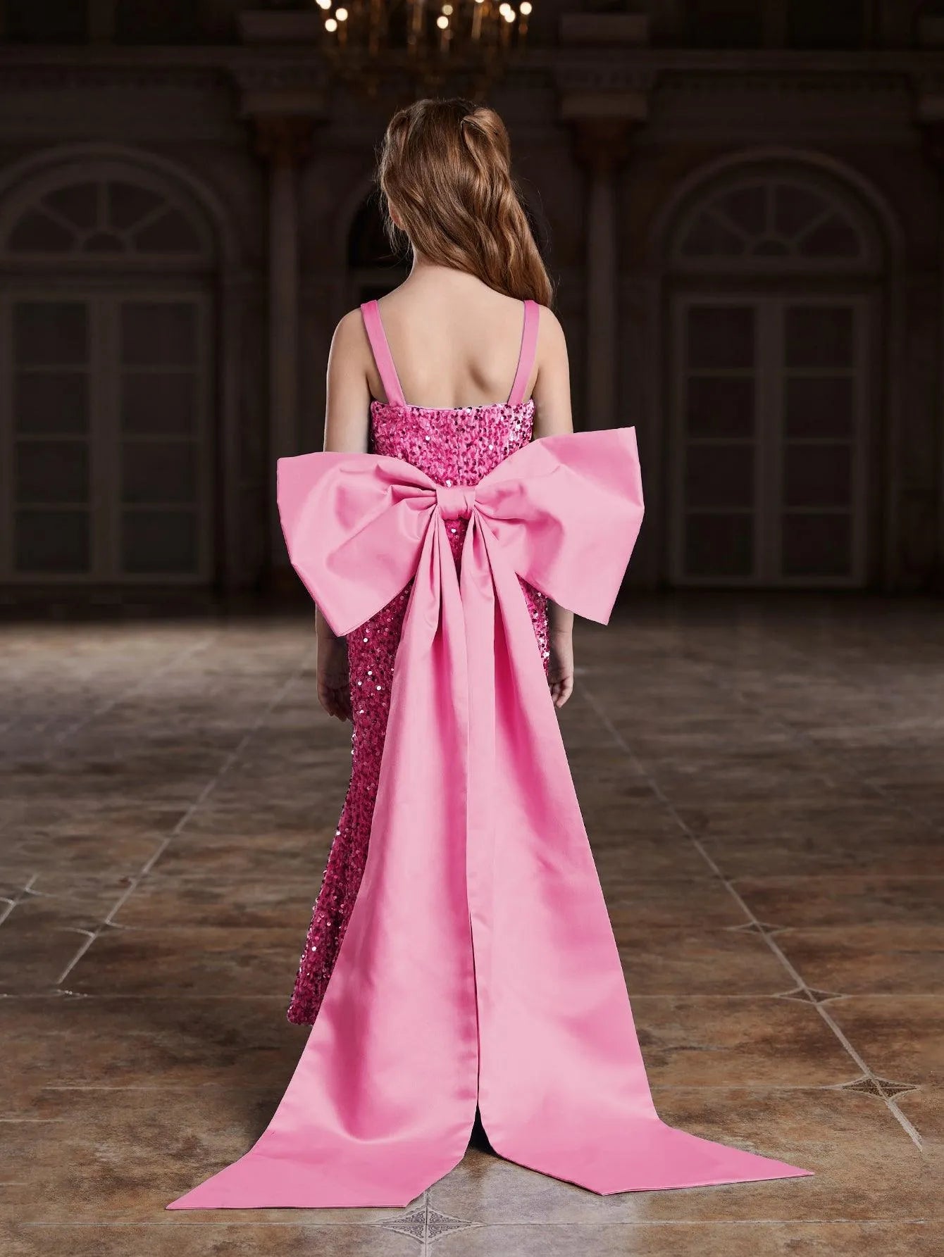 Additional product view of Square-Neck Sequin Mermaid Sleeveless Maxi Tween Girls' Party Dress