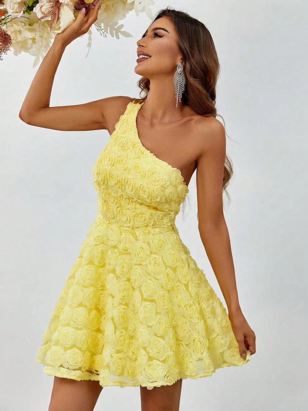 Additional product view of Backless One-Shoulder 3D-Flower A-Line Sleeveless Mini Party Dress