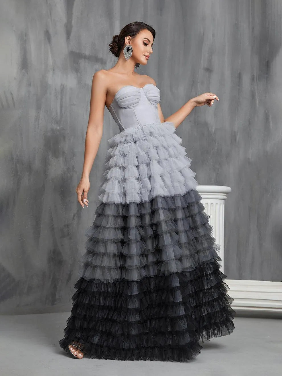 Additional product view of Mesh Strapless Sleeveless A-Line Maxi Wedding Dress