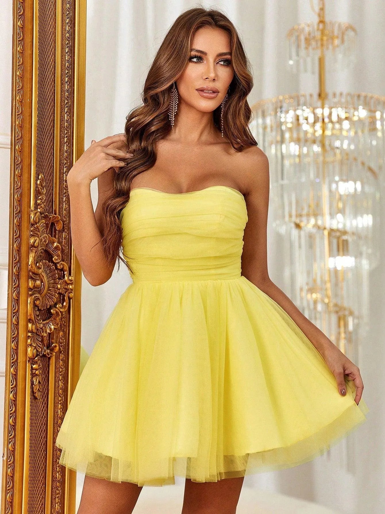 Additional product view of Strapless Mesh Sleeveless Mini Party Dress