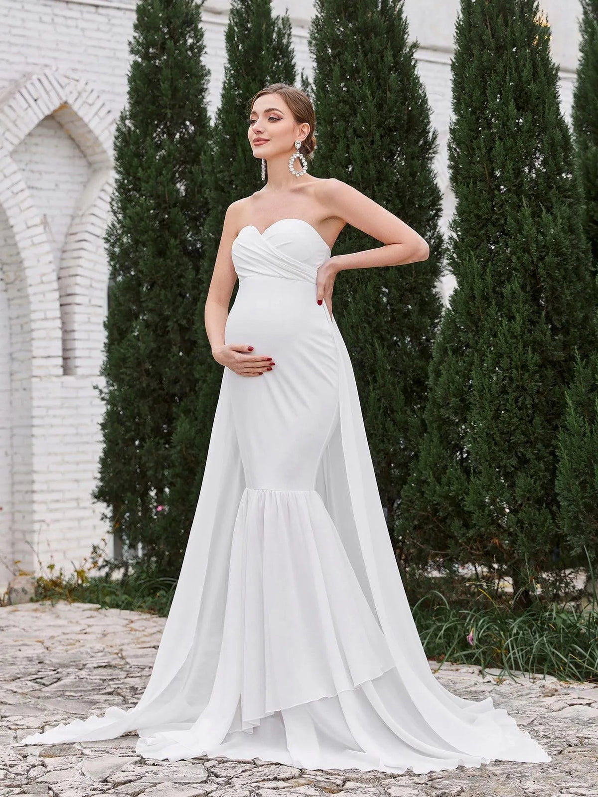 Maternity Strapless Sleeveless Mermaid Evening Gown — authorized product image 3