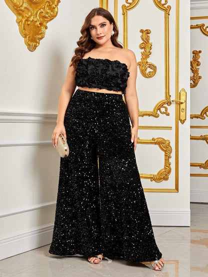 Additional product view of Plus-Size Strapless Sequin Women's Two-Piece Formal Set