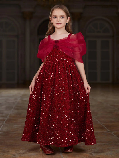 Tween Girls' Spaghetti Strap Sequin Sleeveless A-Line Formal Gown — authorized product image 1
