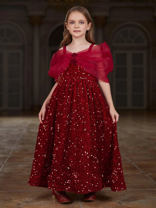 Tween Girls' Spaghetti Strap Sequin Sleeveless A-Line Formal Gown — authorized product image 1