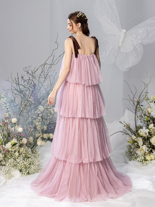 Maternity Halter Tulle Sleeveless A-Line Evening Gown — authorized product image 2