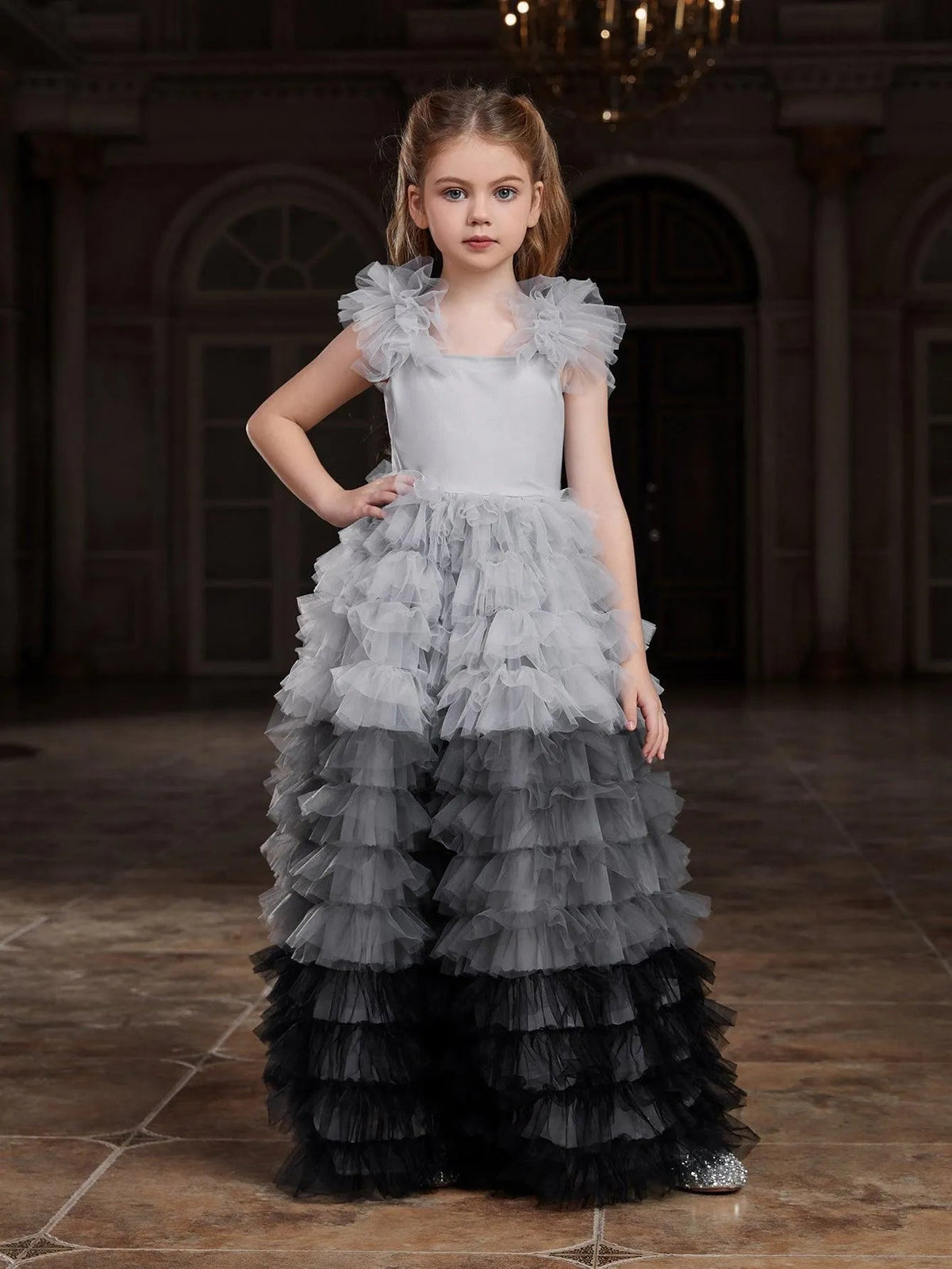 Tween Girls' Square Neck Ruffle Sleeveless A-Line Formal Gown — authorized product image 8