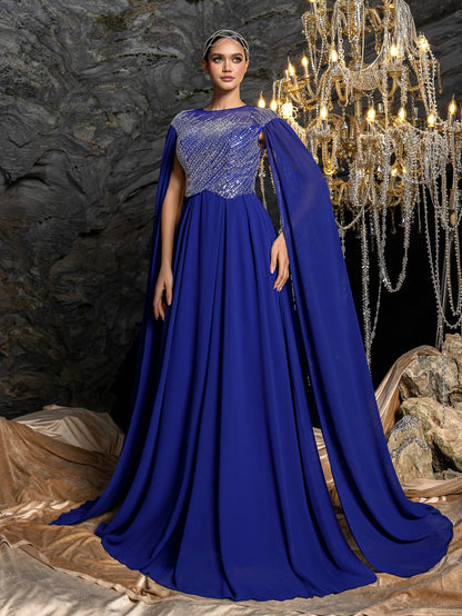 Additional view of Beaded Chiffon Sequin Wedding Guest Dress